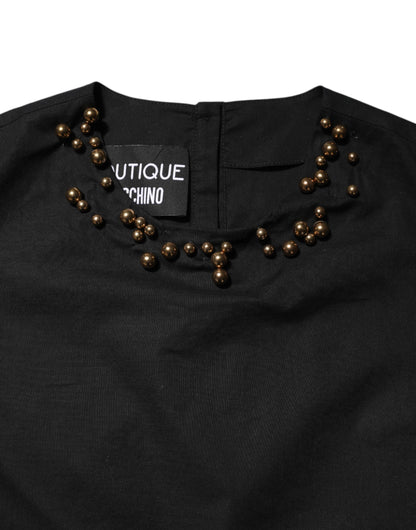 Boutique Moschino Black Cotton Sleeveless Women Tank T-shirt