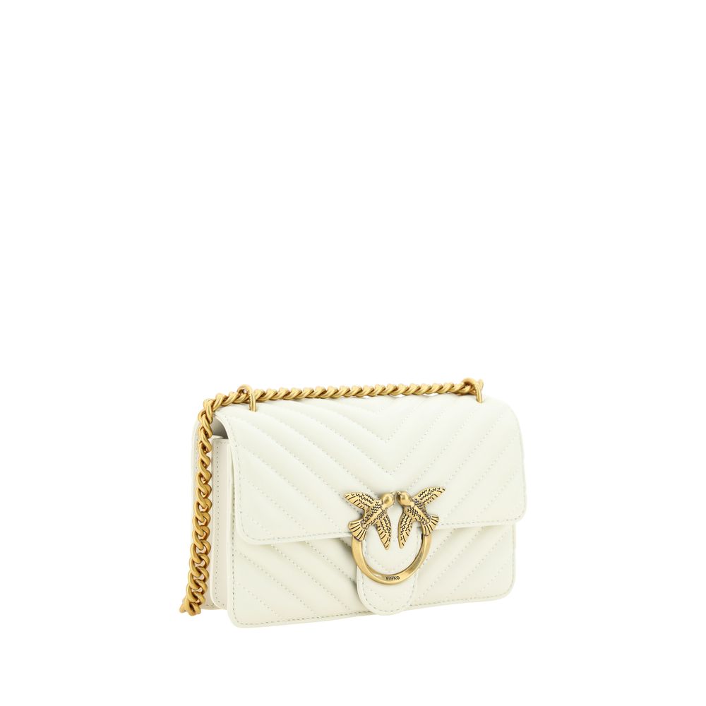 PINKO White Calf Leather Bos Taurus Shoulder Bag