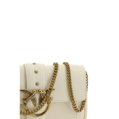 PINKO White Calf Leather Bos Taurus Shoulder Bag