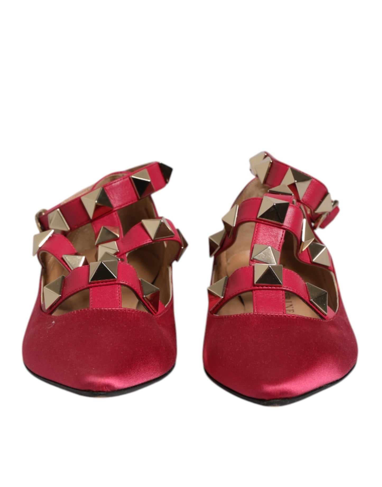 Prosperine Red Gold Studded Pointed Toe Ballet Flats Shoes