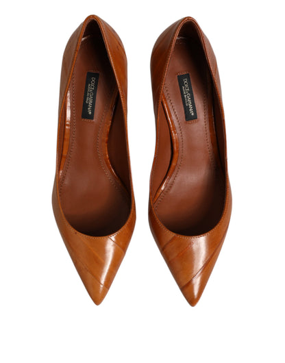 Dolce & Gabbana Brown Leather Stiletto Heel Pumps Shoes