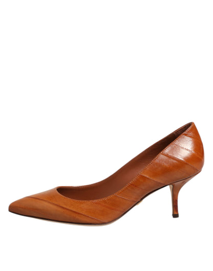 Dolce & Gabbana Brown Leather Stiletto Heel Pumps Shoes