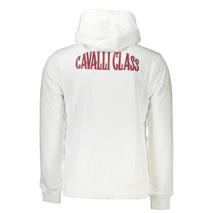 Cavalli Class White Cotton Men's Hooded Sweater