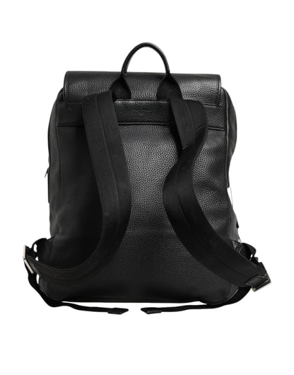 Dolce & Gabbana Black Palermo Backpack Hammered Calfskin Leather Bag