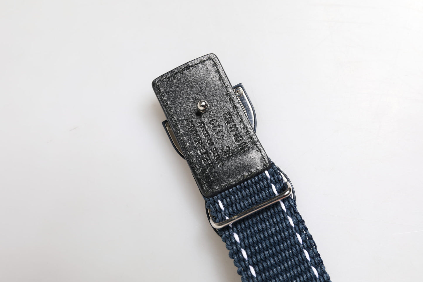 Dolce & Gabbana Blue White Cotton DG Logo Metal Buckle Belt