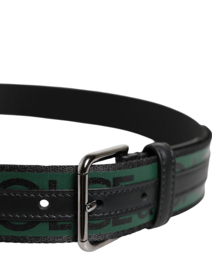 Dolce & Gabbana Green Black Polyester DG Logo Buckle Belt