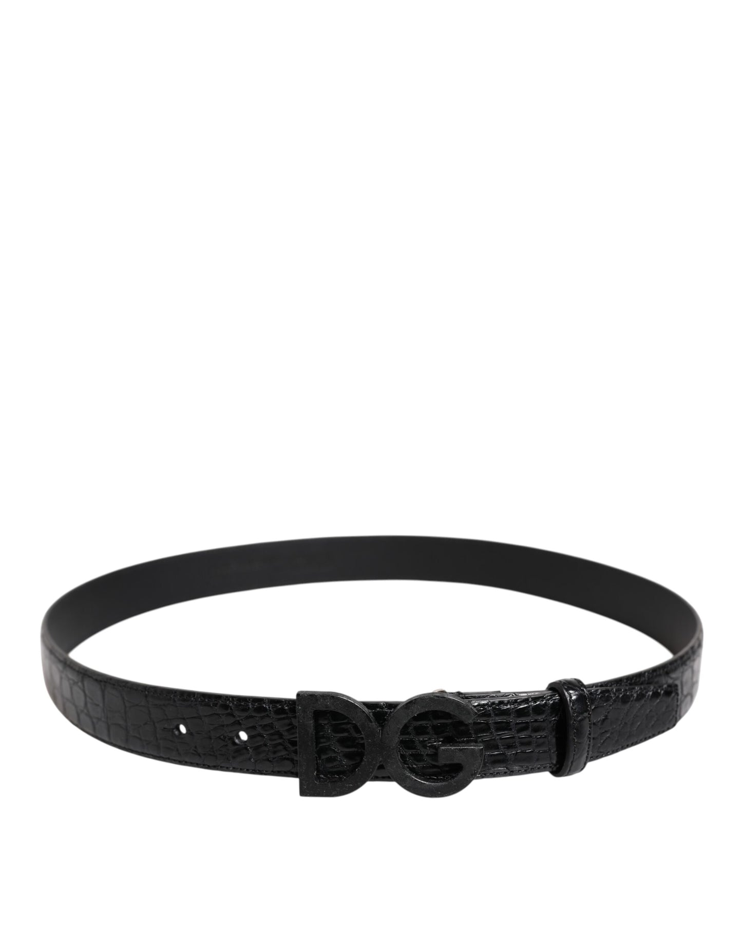 Dolce & Gabbana Black Leather Classic Metal DG Buckle Belt