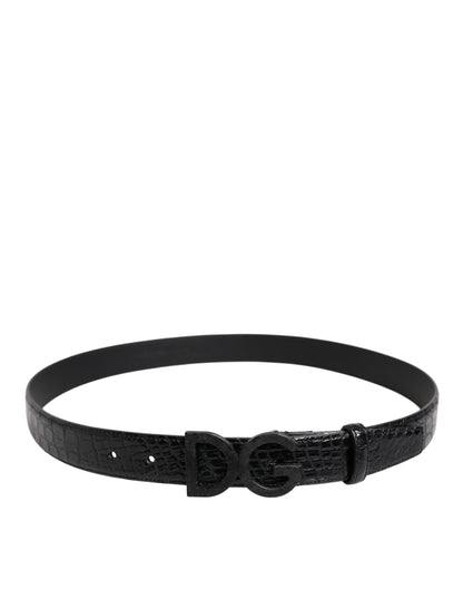 Dolce & Gabbana Black Leather Classic Metal DG Buckle Belt