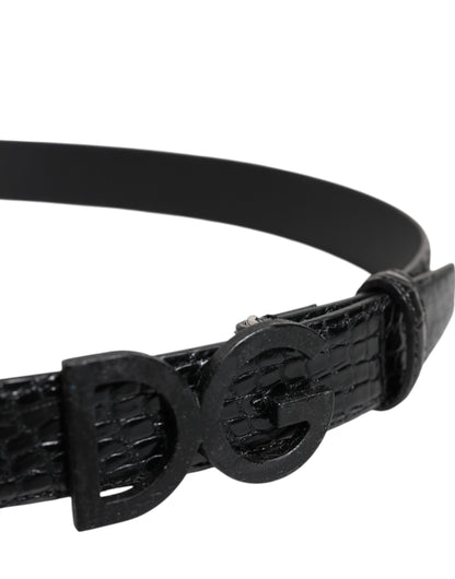 Dolce & Gabbana Black Leather Classic Metal DG Buckle Belt