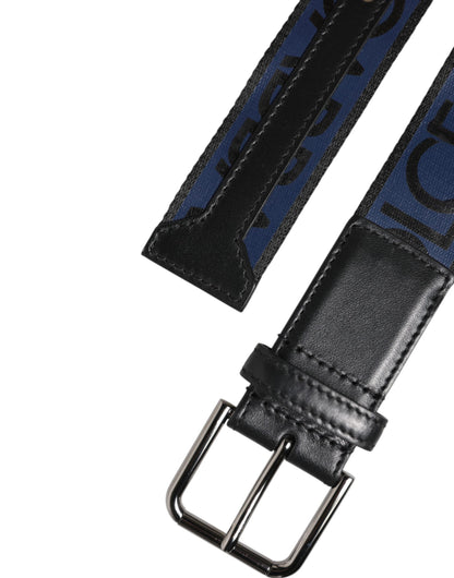 Dolce & Gabbana Blue Black Polyester Metal Buckle Belt