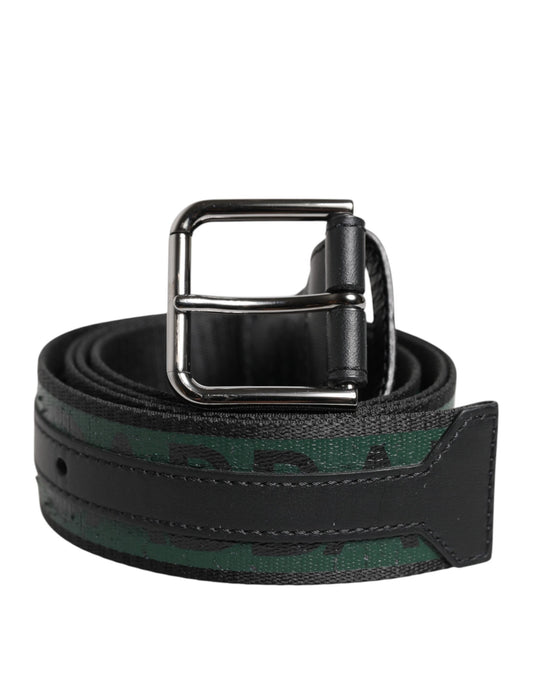 Dolce & Gabbana Green Black Polyester DG Logo Buckle Belt