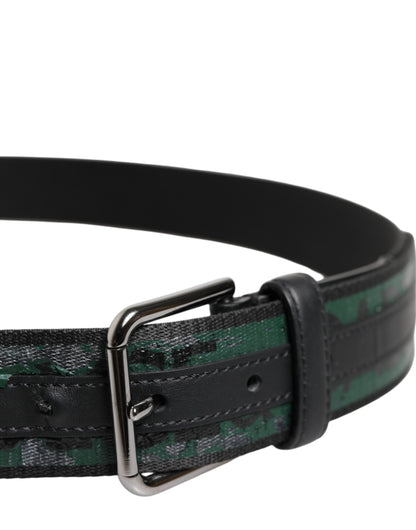 Dolce & Gabbana Green Black Polyester DG Logo Buckle Belt