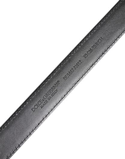 Dolce & Gabbana Black White Leather Silver Metal Buckle Belt