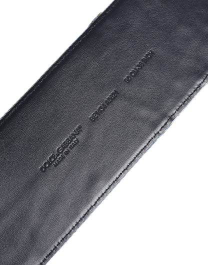 Dolce & Gabbana Two Tone Blue Denim Gold Metal Buckle Belt