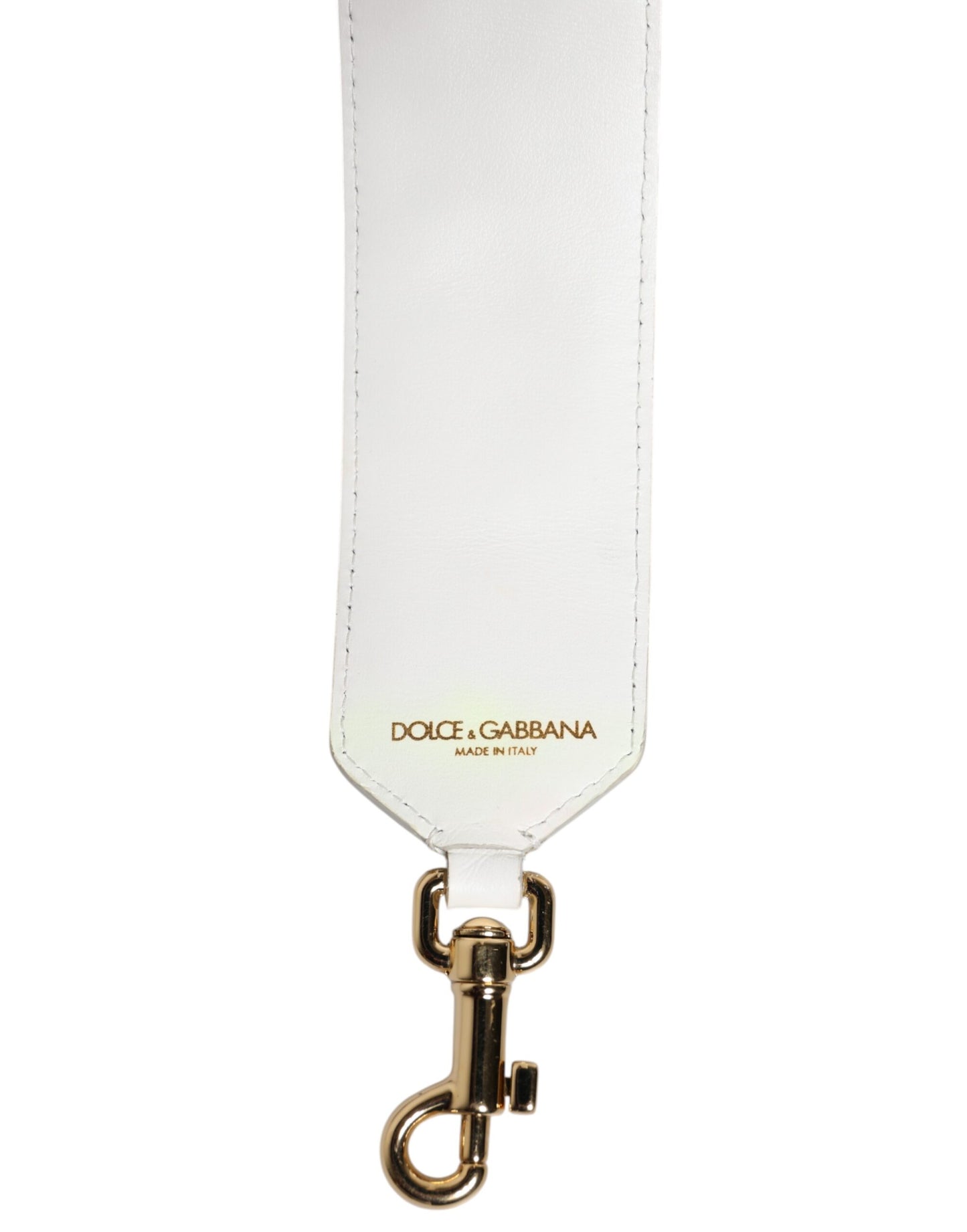 Dolce & Gabbana White Calfskin Raffia Embroidered Patchwork Shoulder Strap