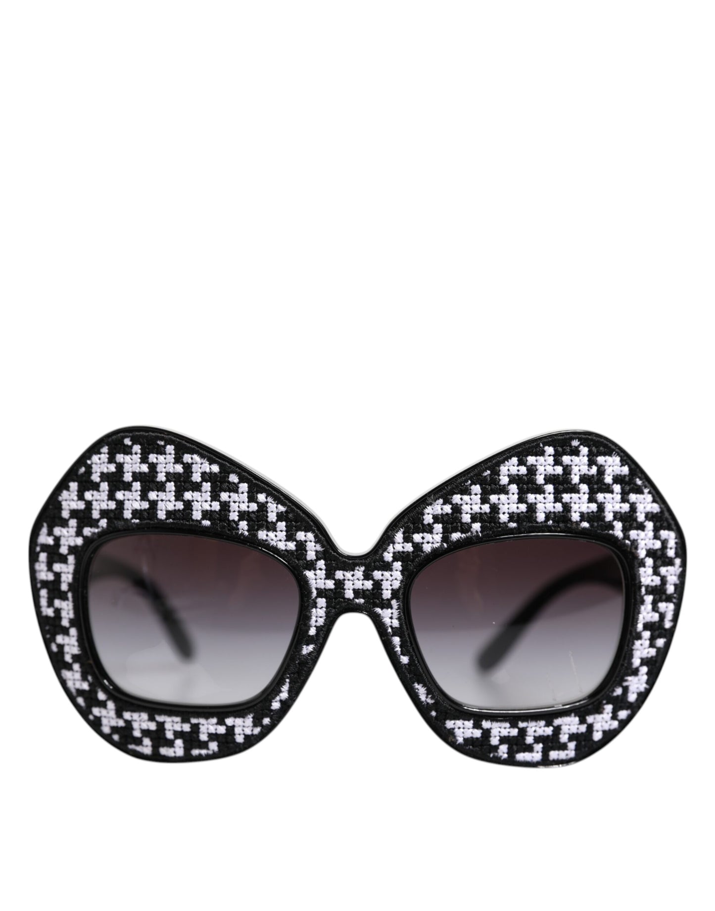 Dolce & Gabbana Black White PIED DE POULE Print Oversized Shades Sunglasses