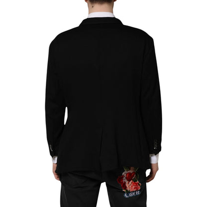 Dolce & Gabbana Black Viscose DG Crown Blazer Coat Jacket