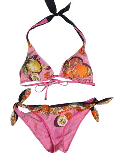 Dolce & Gabbana Pink Printed Swimsuit 2 Piece Top Bottom Swimwear