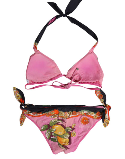 Dolce & Gabbana Pink Printed Swimsuit 2 Piece Top Bottom Swimwear