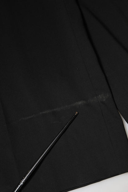 Dolce & Gabbana Black Wool High Waist Wide Leg Pants