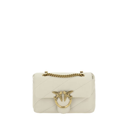 PINKO White Calf Leather Bos Taurus Shoulder Bag