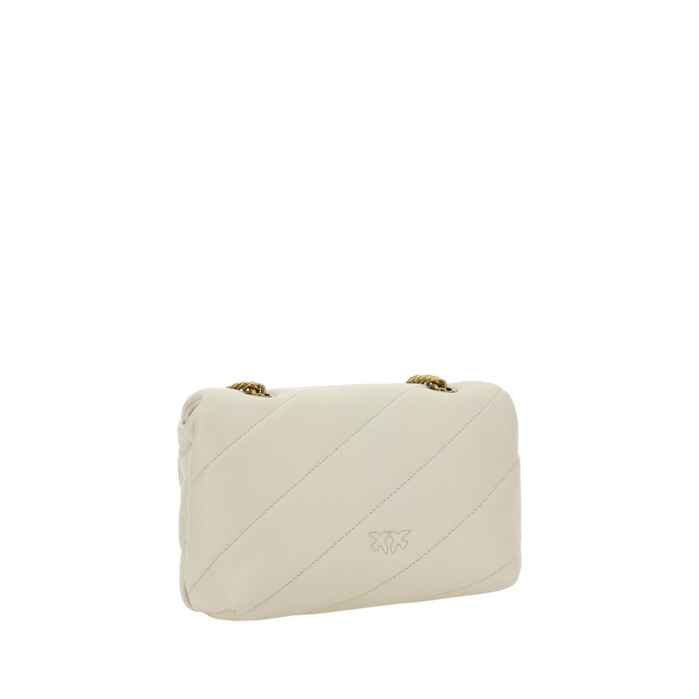 PINKO White Calf Leather Bos Taurus Shoulder Bag