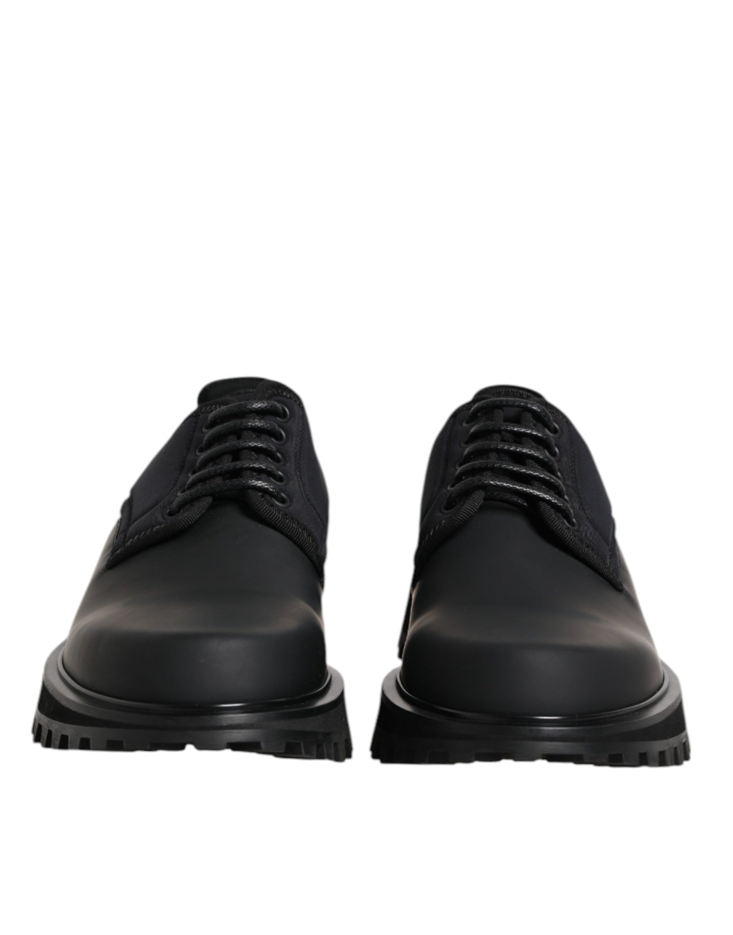 Dolce & Gabbana Black Leather Lace Up Trekking Dress Shoes