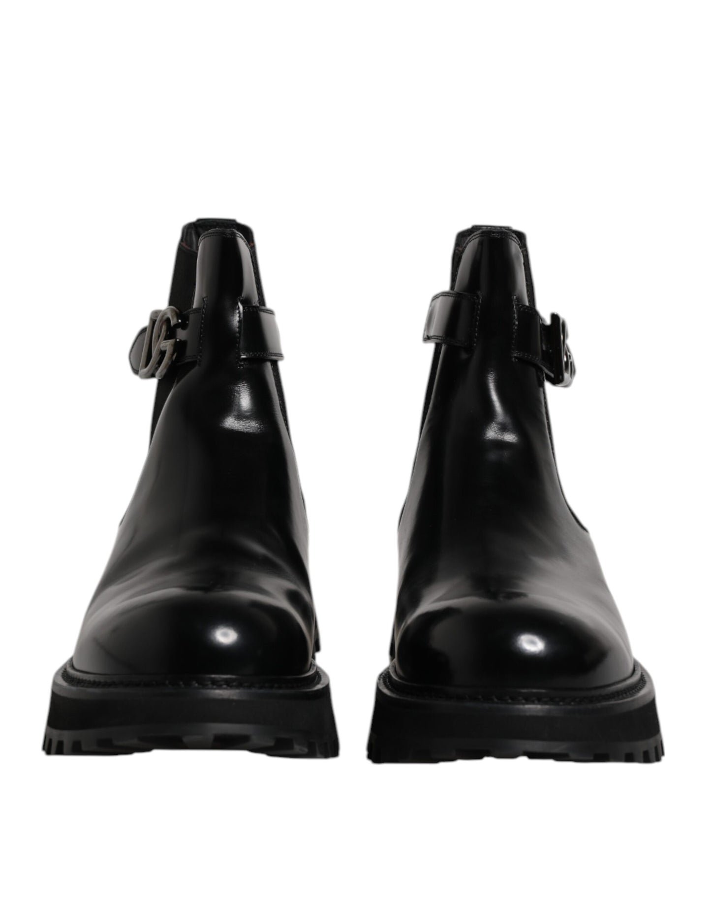 Dolce & Gabbana Black Belted DG Logo Men Chelsea Boots Shoes