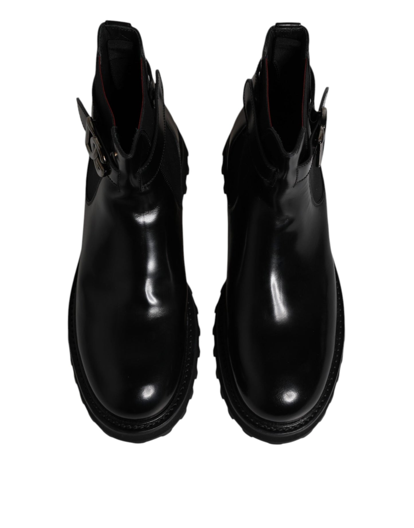 Dolce & Gabbana Black Belted DG Logo Men Chelsea Boots Shoes