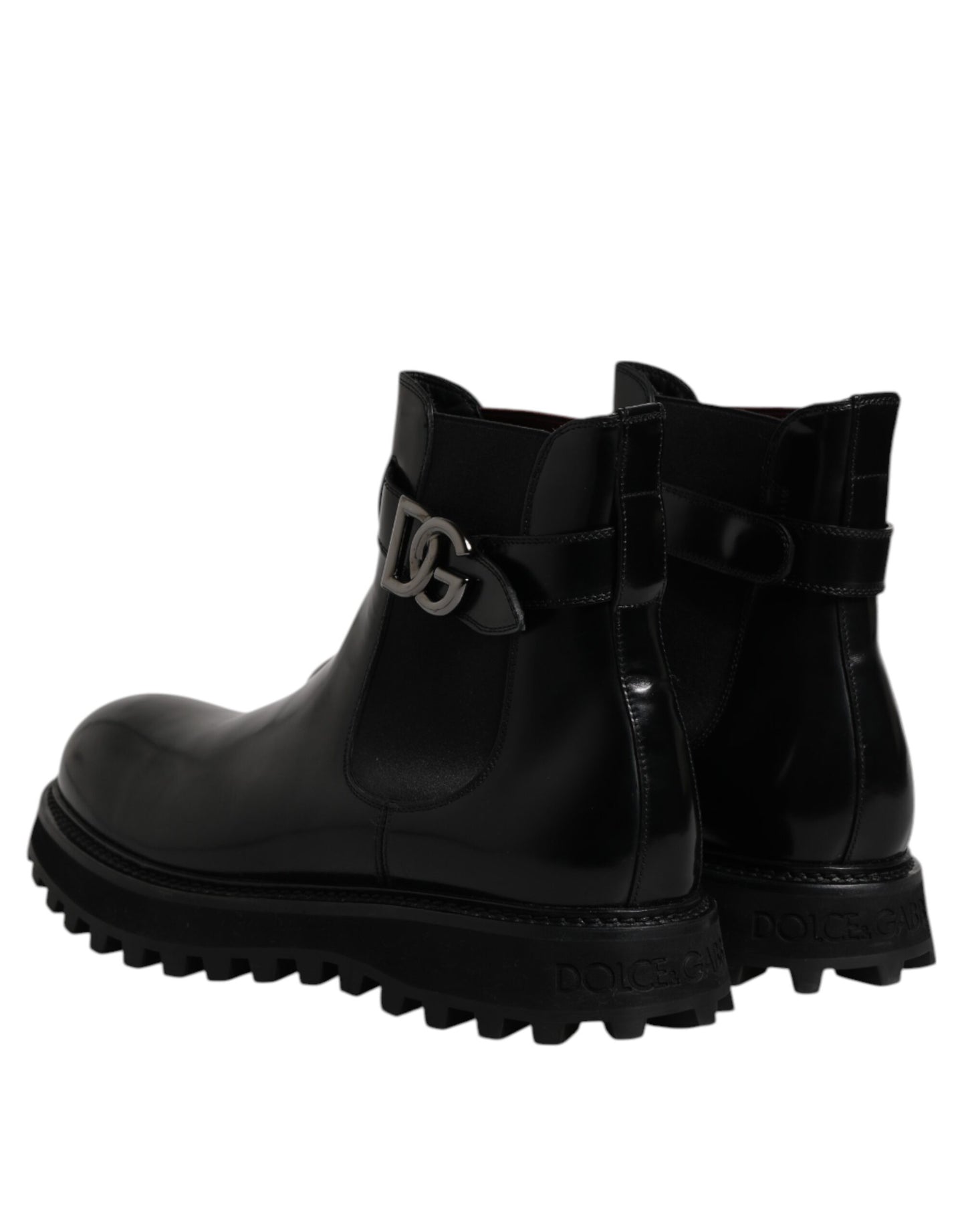 Dolce & Gabbana Black Belted DG Logo Men Chelsea Boots Shoes