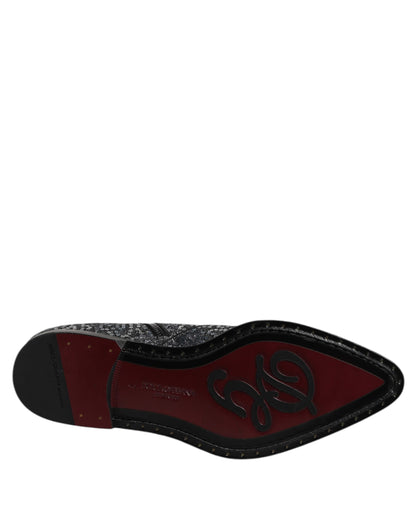 Dolce & Gabbana Dark Gray Cotton Sequined Chelsea Boots Shoes