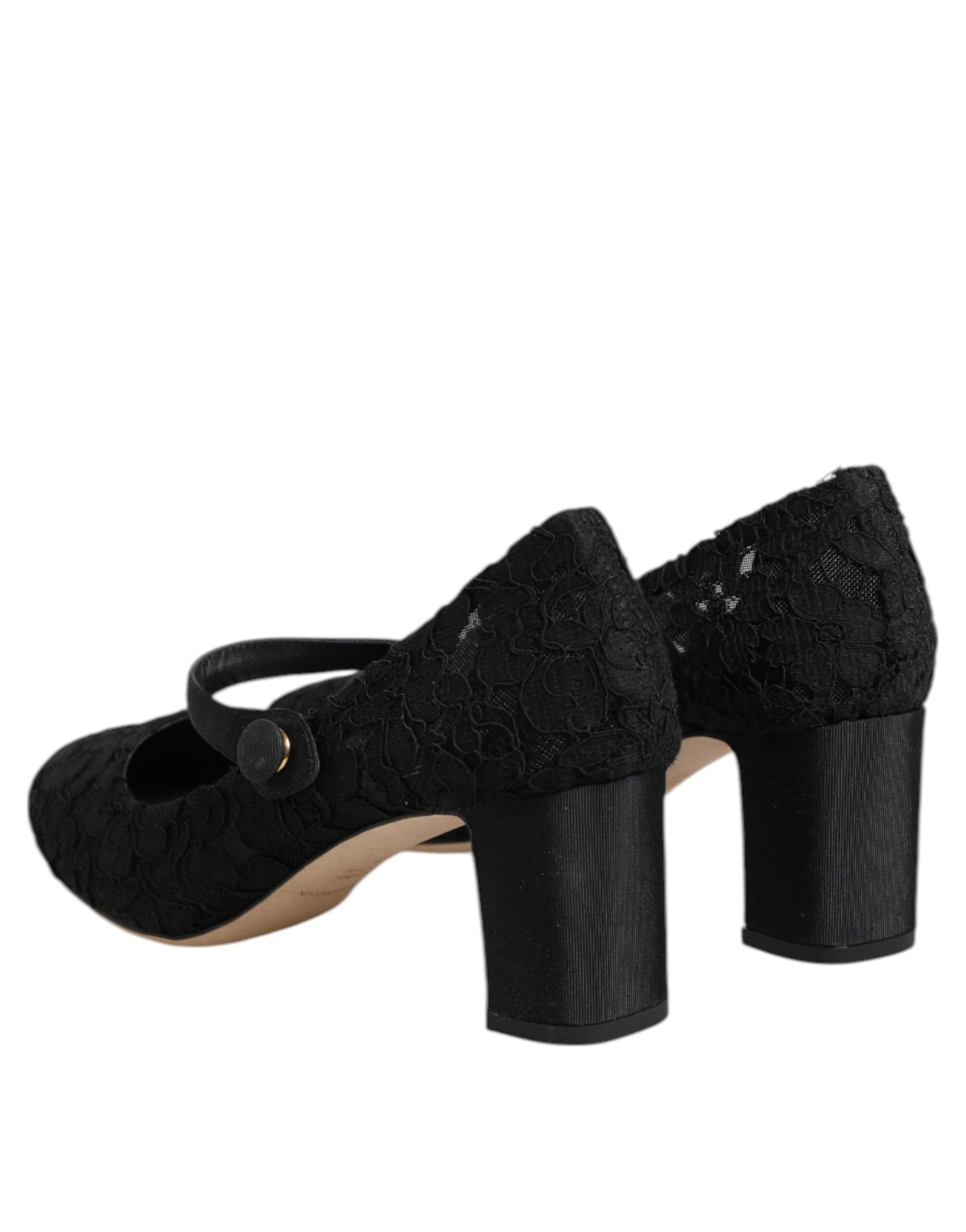 Dolce & Gabbana Black Mary Jane Taormina Lace Pumps Shoes