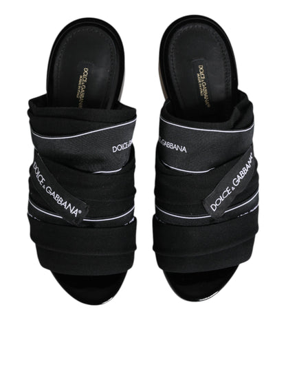 Dolce & Gabbana Black Slides Slip On Sandals Shoes