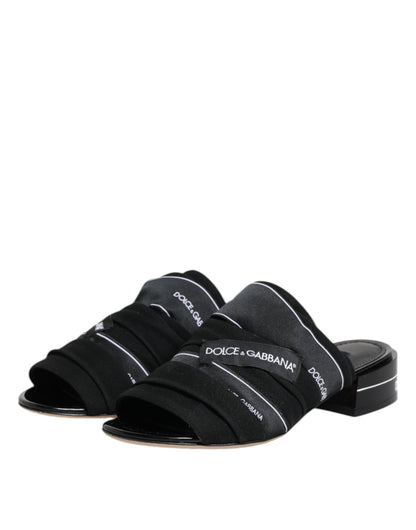 Dolce & Gabbana Black Slides Slip On Sandals Shoes