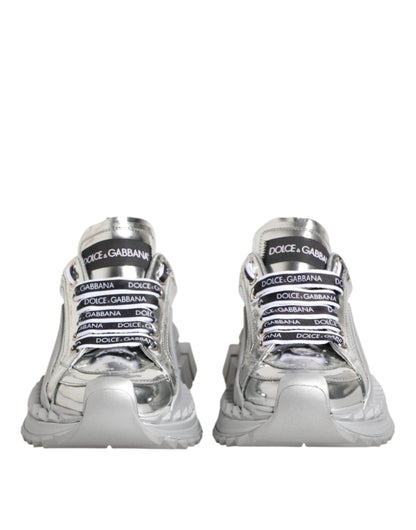 Dolce & Gabbana Silver Leather Super Queen Sneakers Shoes