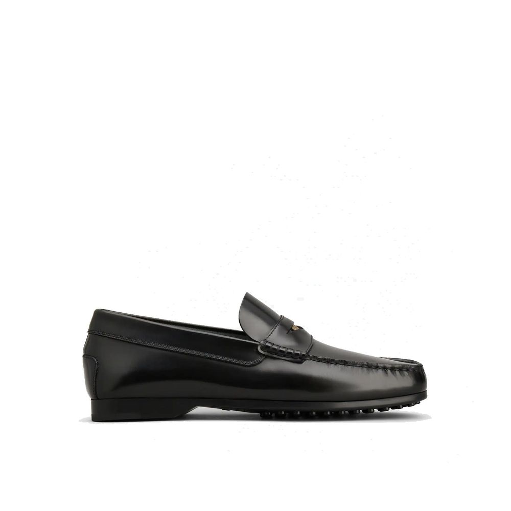 Tod's Black Calfskin Slip-On Loafers