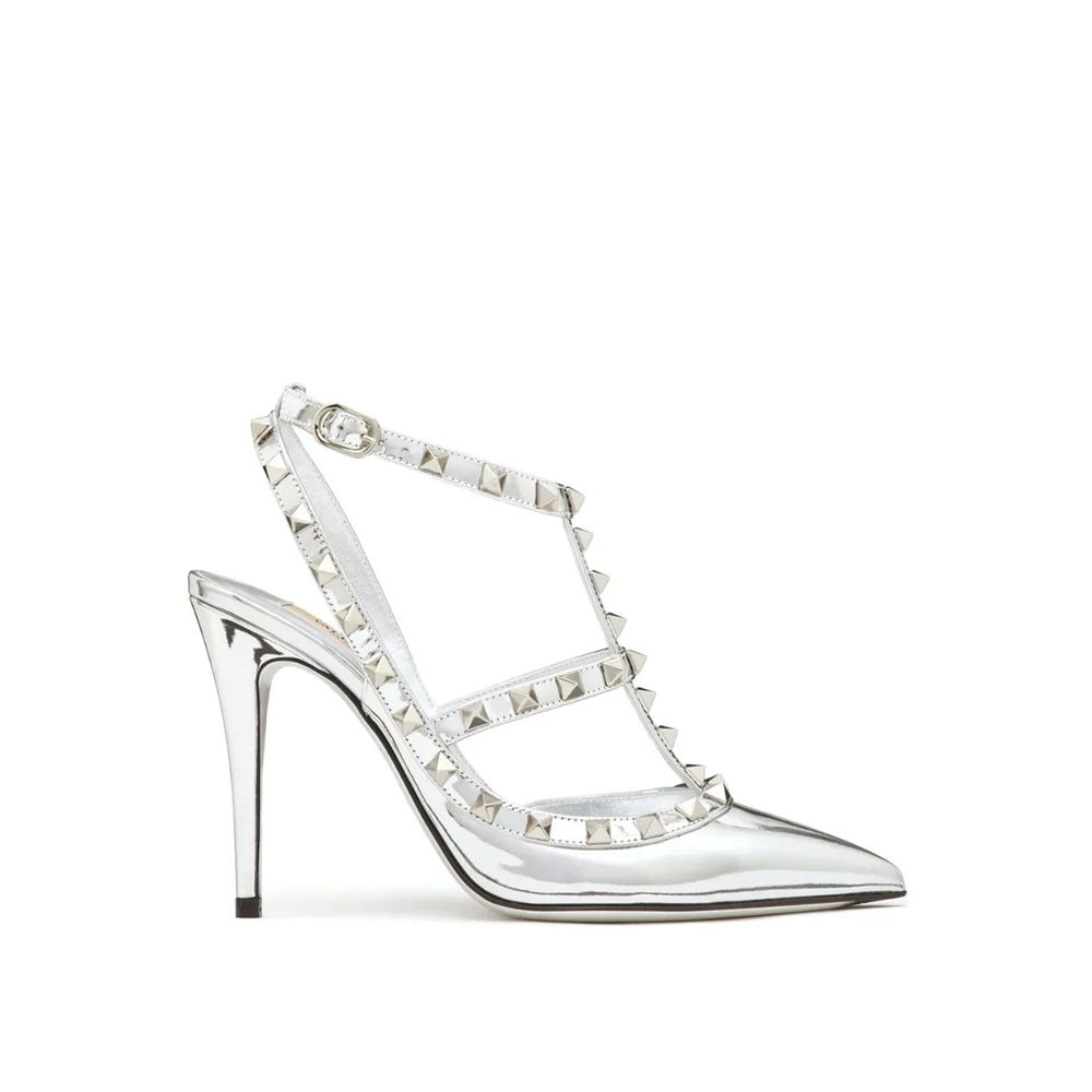 Valentino Garavani Silver Leather High Heel Pumps