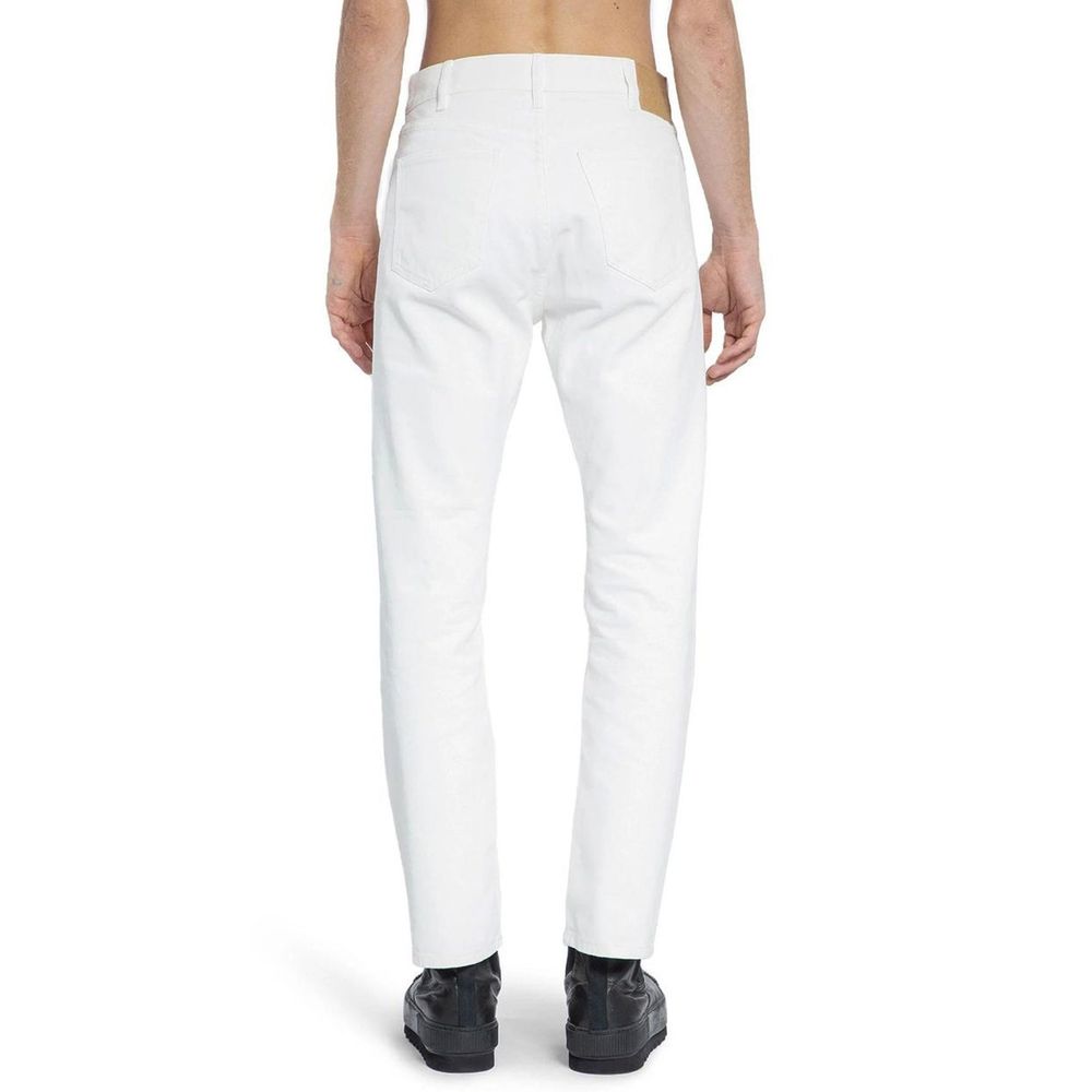 Celine White Cotton Straight-Leg Jeans