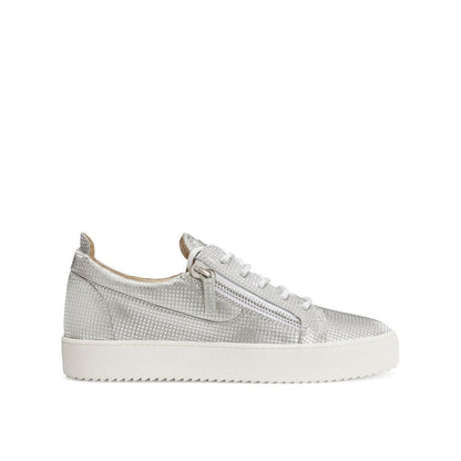 Giuseppe Zanotti Silver Fabric Low Top Sneakers