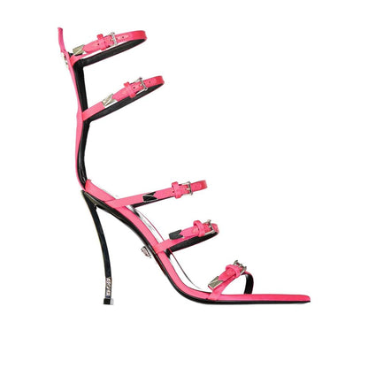 Versace Multicolor Silk Stiletto Heel Sandals