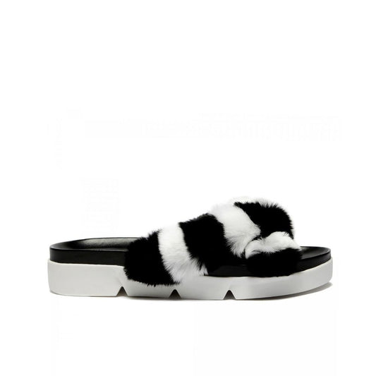 Stuart Weitzman Black Fur Slippers