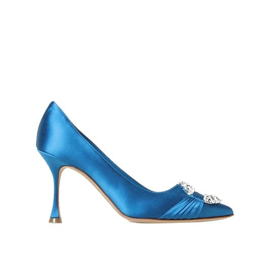 Manolo Blahnik Blue Silk High Heel Pumps