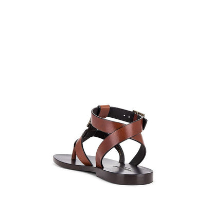 Saint Laurent Brown Calfskin Flip-Flop Sandals