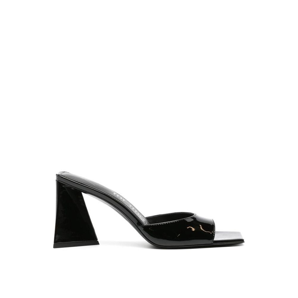 The Attico Black Calfskin Stiletto Heel Sandals