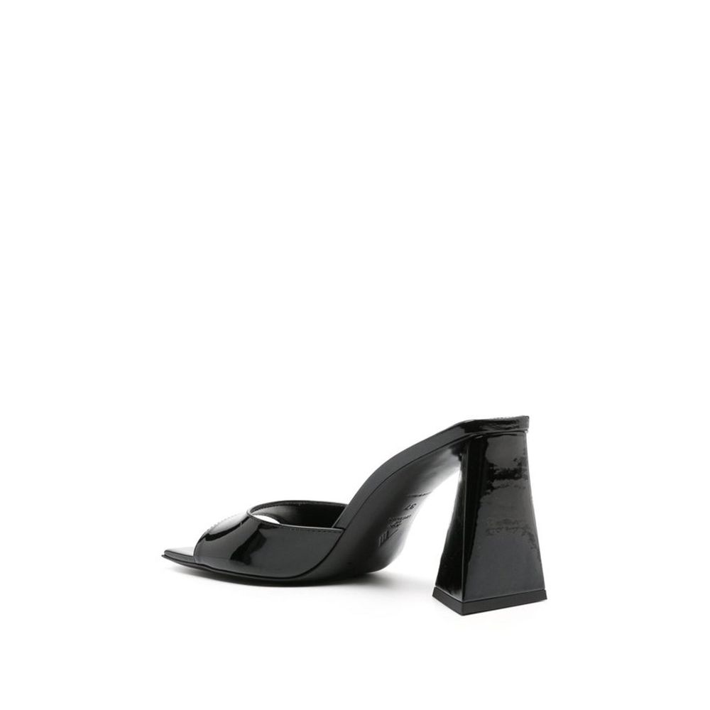 The Attico Black Calfskin Stiletto Heel Sandals