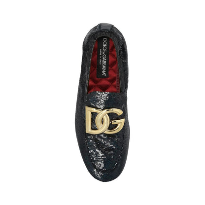 Dolce & Gabbana Black Fabric Slip-On Loafers