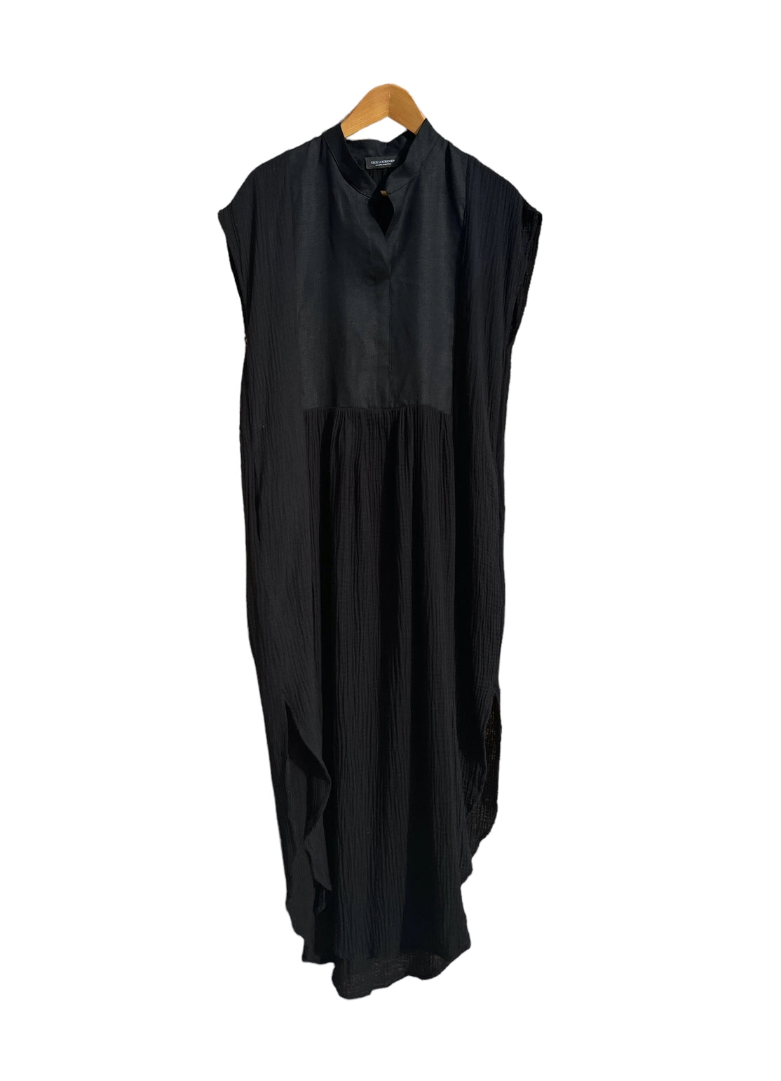 771 Nesprer Dress Beige Organic Cotton Gauze Black