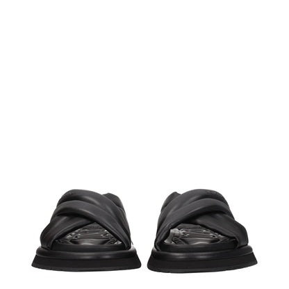 Dolce & Gabbana Black Leather Slippers