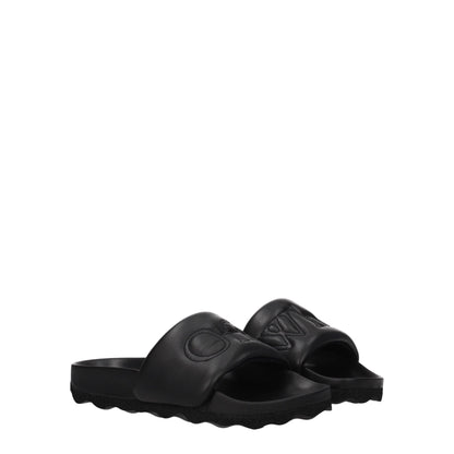 Off-White Black Leather Slippers
