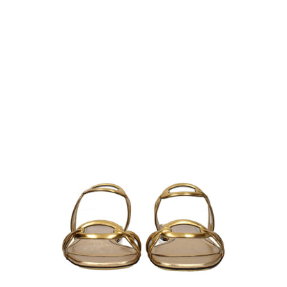 Valentino Garavani Gold Leather Slippers
